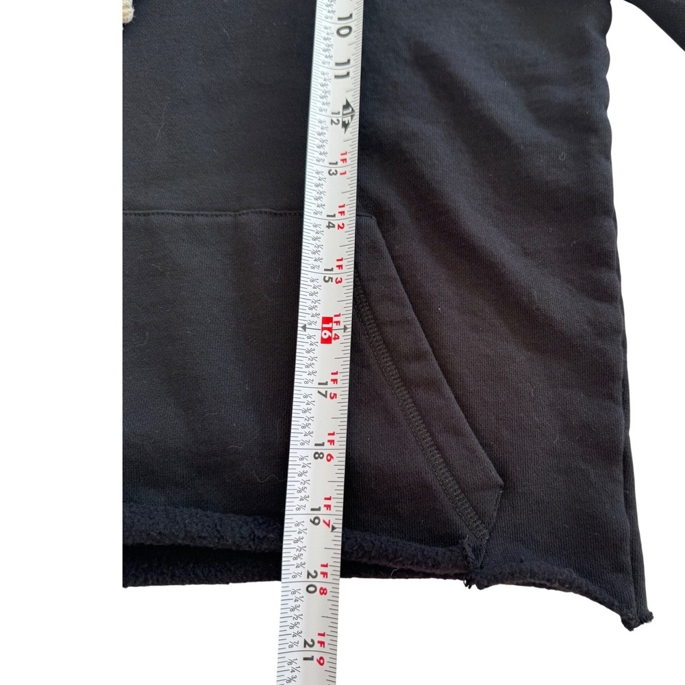 PACT Organic Cotton Raw Hem Hoodie Black Fleece Pullover Sweatshirt XS Cozy - Picture 4 of 7